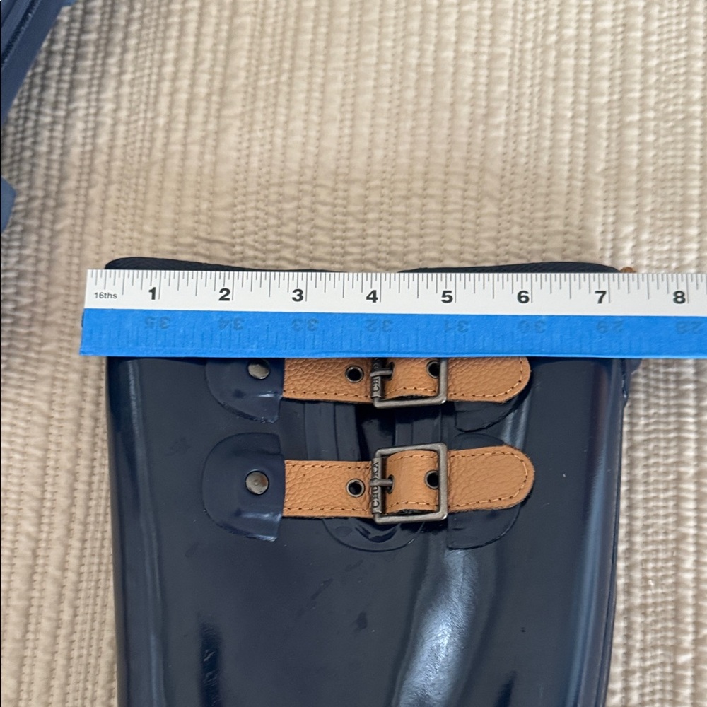 Chooka Shiny Blue Rain Boots with Tan Buckle Accents - Picture 14 of 15